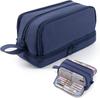 Astuccio Nero ad Alta Capacità Porta Penne Colore Unico Righello Custodia in Tela Materiale Scolastico Porta Regali Organizzatore a 2 Strati In
