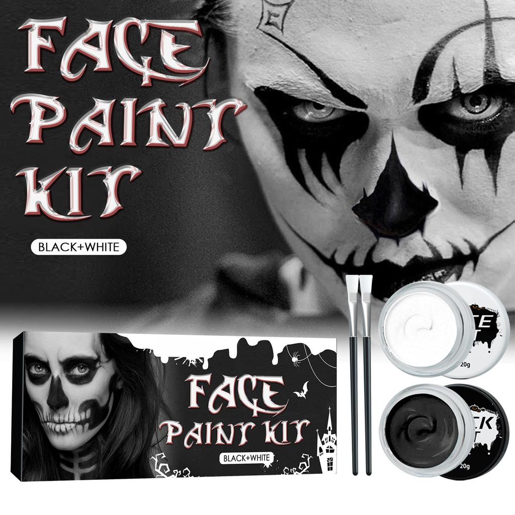 40g Clown Black White Face Paint Kit,Face Painting Cream Safe Ingredients Non-irritating Eco-friendly Horror Easy To Apply Enhance