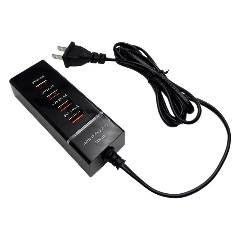Smart 4-Port USB Charger: 5V 2.4A Power Strip for Apple & Xiaomi Devices