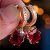 Trendy Crystal White Green Red Zircon Squarel Hoop Earrings For Women Vintage Gold Color Wedding