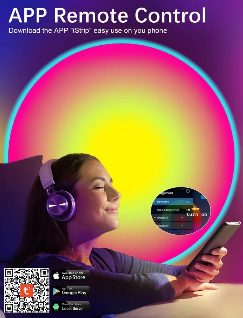 Smart LED Sunset Lamp Colorful Changing Bluetooth App Control Music Sync for Network Broadcast Bedroom Home Decor Rainbow Lamps