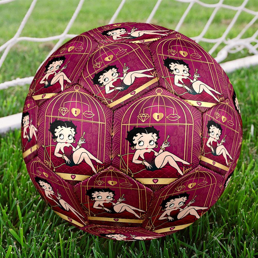 Betty Boop Print Size 5 Soccer Ball, Standard Match Football for Sports Game and Team Practice, Ideal Gift for Soccer Fans