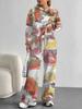 Europe, America Autumn and Winter 1116 Casual Retro Flower Long-sleeved Suit Women's Hooded Sweater Trousers Two-piece Set