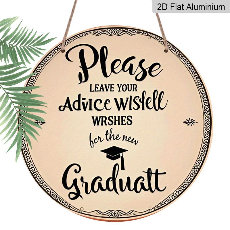 2D Flat 1pc, 8x8 in, Vintage Graduation Aluminum Metal Sign - Rustic Wall Art with Inspirational Message & Graduation Cap Illustration - Home, Bar