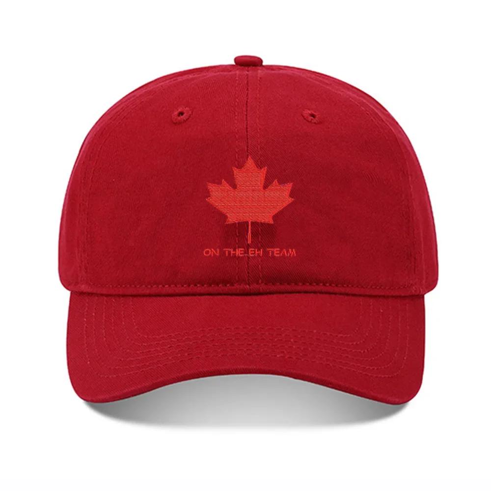 Lyprerazy Baseball Hat On The Eh Team Canada Unisex Embroidery Baseball Cap Washed Cotton Embroidered Adjustable Cap