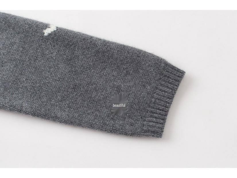 Korean Design 100% Pure Cashmere Heart Sweater - Thick Loose Fit, Versatile Casual Pullover for Women
