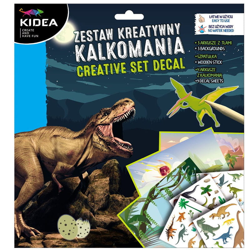 Zestaw Kreatywny Kalkomania Dinozaury, Kidea