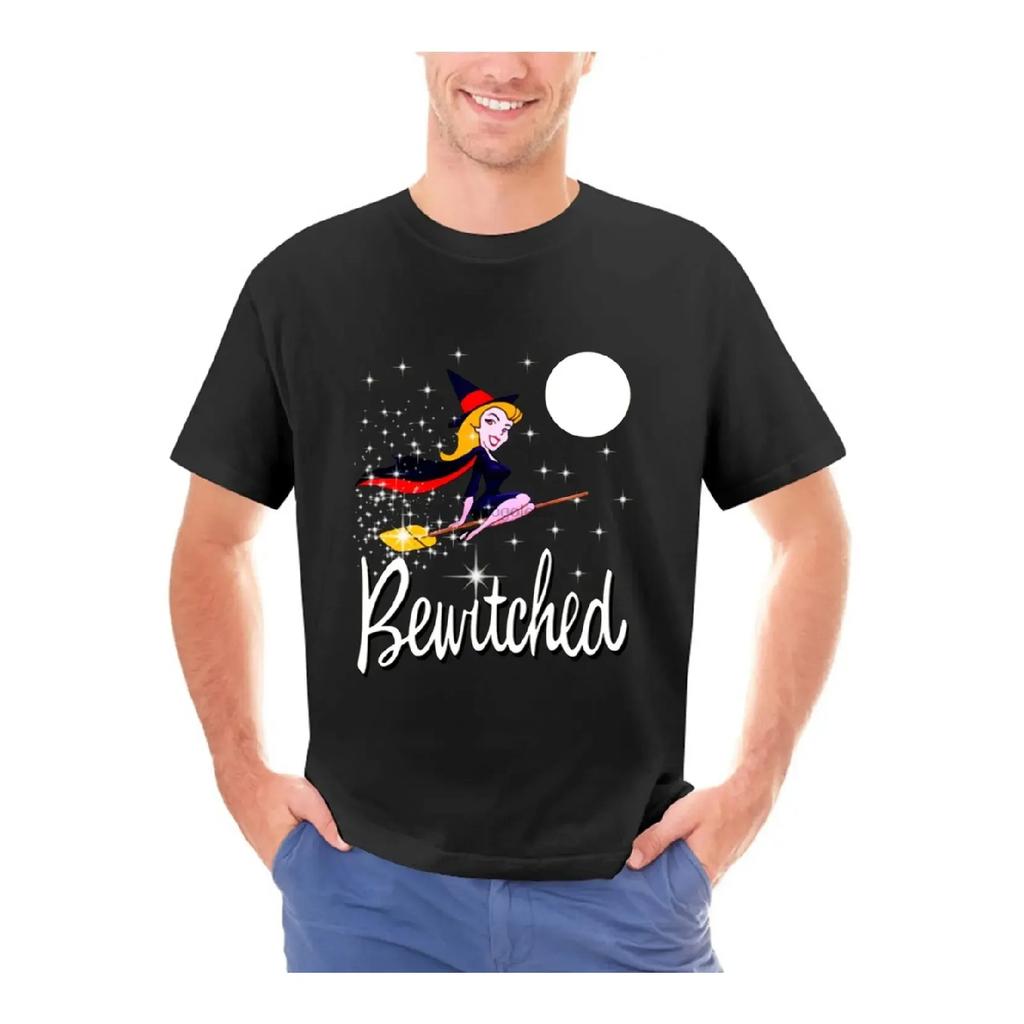 Bewitched Fan Cartoon Witch TV Show Men's T Shirt Classic Logo Sorceress Tee New