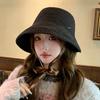 Elegant autumn and winter French high-end hat, small fragrant style simple plaid bucket hat, fashionable crimped bucket hat