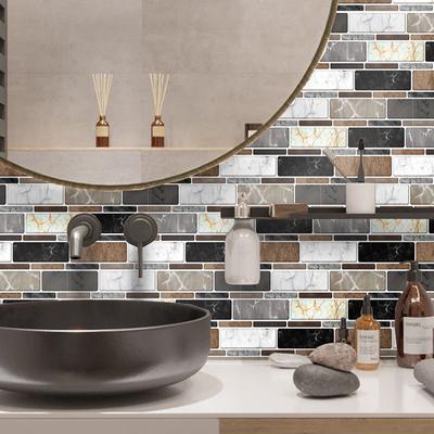 Striped Tile Sticker Kitchen Backsplash Oil-proof Bathroom Waterproof Home Decor Wall Decals Peel Stick Art Mural