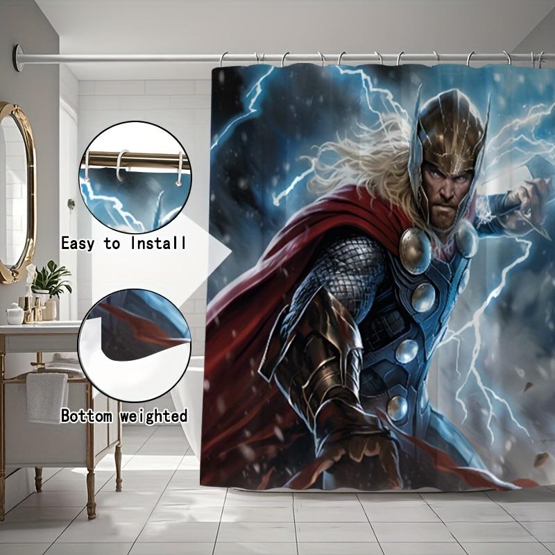 Spider-Man On Technical Blueprint Waterproof Shower Curtain For Superhero Bathroom Decor