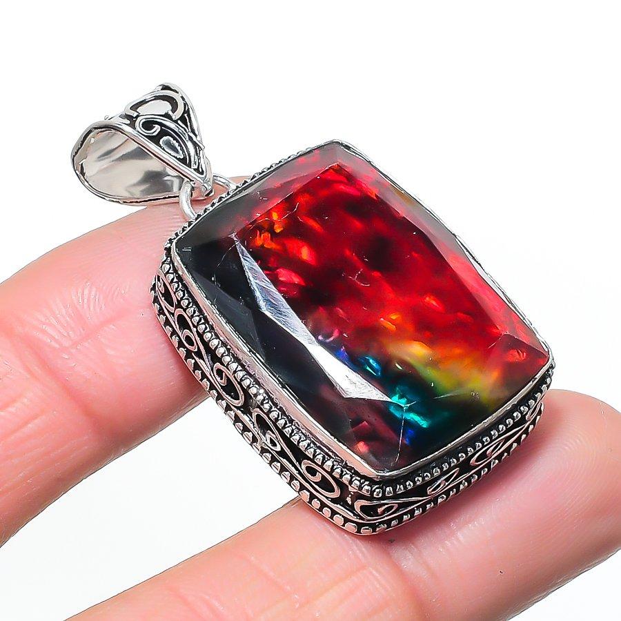 Natural Ammolite Gemastone 925 Sterling Silver Jewelry Pendant 1.89 AP-14562