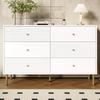 Modern 6-Drawer Chest, White Storage Chest with Zinc Alloy Handles & Steel Legs, 120×40×78cm MDF Cabinet for Bedroom, Living Room, Entryway
