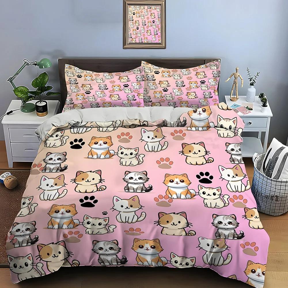 3D Cute Cartoon Cats Print Bedding Set Duvet Cover Duvet Cover Pillowcases Adult And Children Bedding Set Luxury Comforter Set