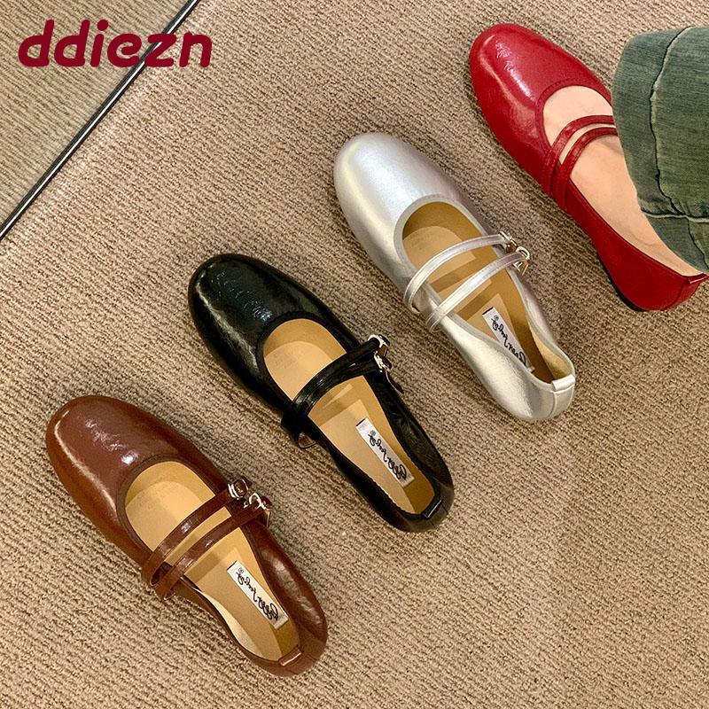 Fashion Fashion Buckle Strap Women Flats Mary Janes Shoes Soft Female Shallow Footwear Round Toe Ladies Flats With Shoes