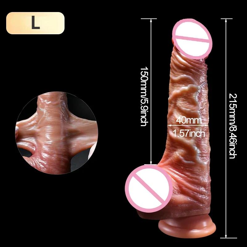 Sliding Foreskin Dildo Suction Cup Strap On Dildos for Women and Man Realistic Silicone Penis Female Masturbator Dick Sex Toys