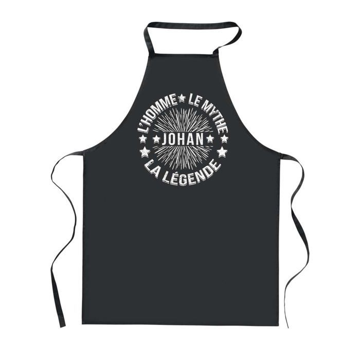 Tablier de cuisine - Johan - Coton noir - Motif étoile - Imprimé en France