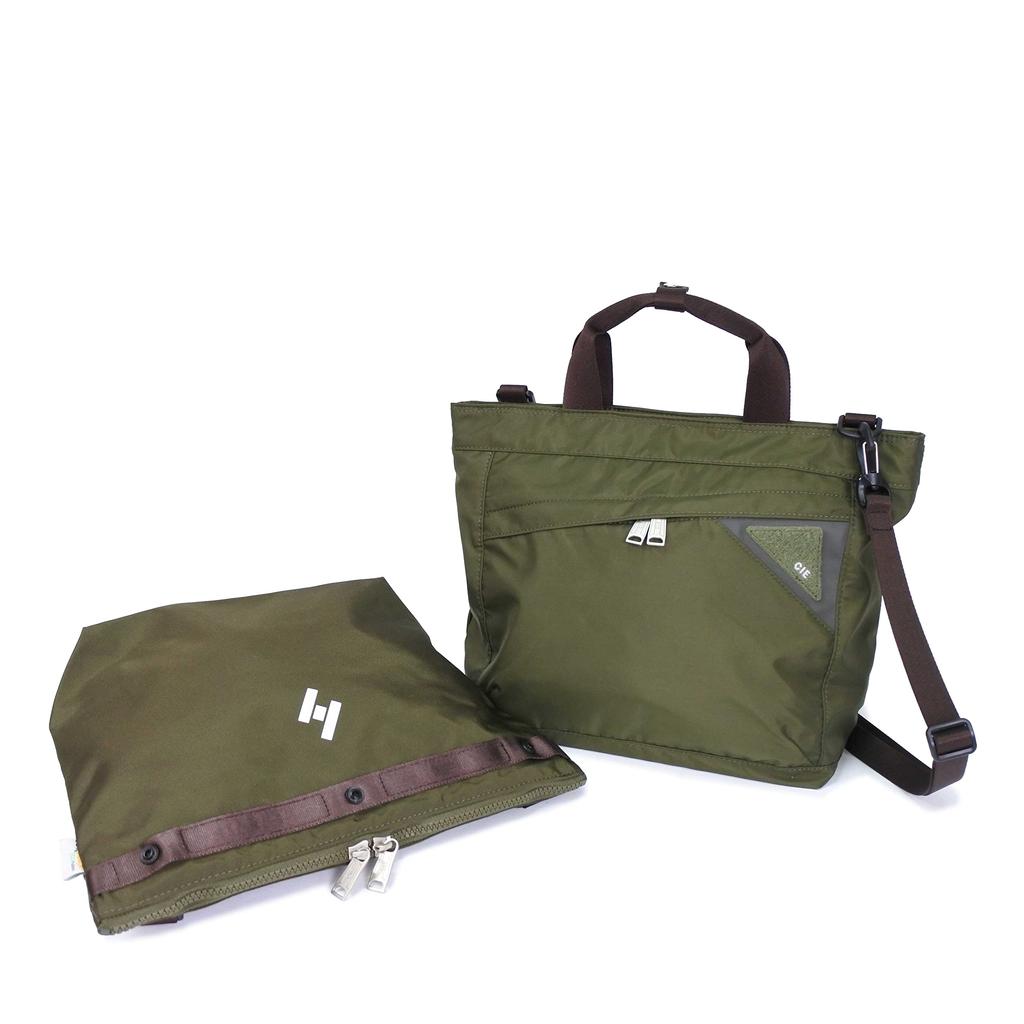 CIE FLOW 2-Way Shoulder Bag in Black. Lightweight and waterproof, made in Japan with LI-TEX original material. Suitable for men and women.