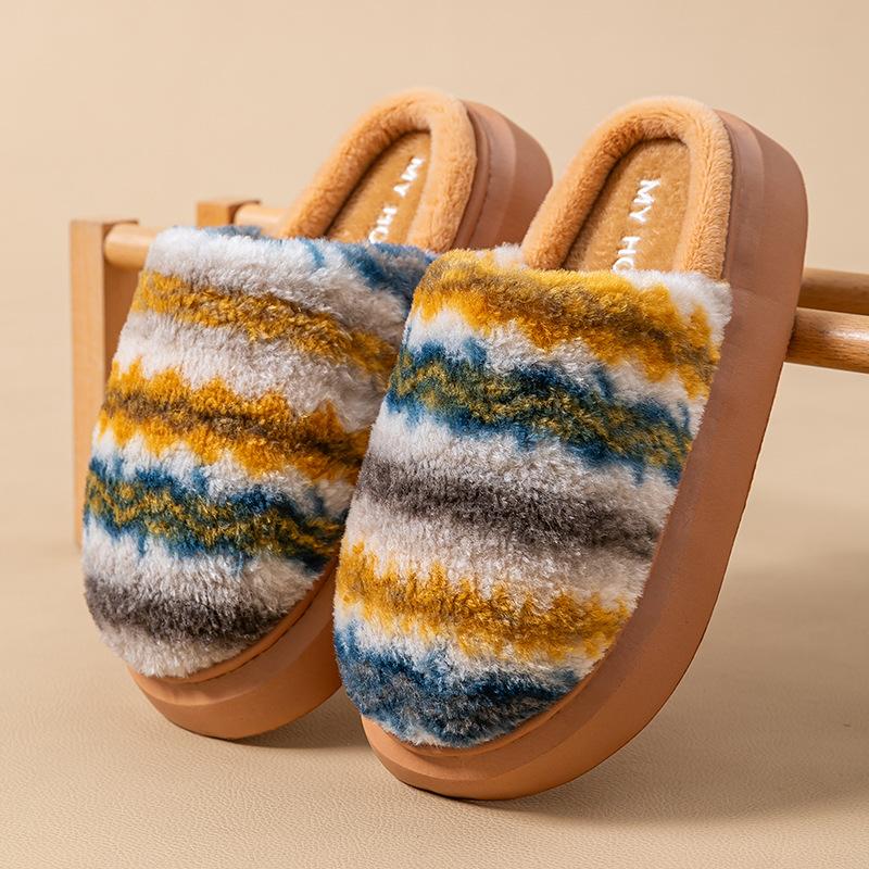 Heel Cotton Slippers 2025 New Winter Piled Thickened Indoor Home Warm Couple Wear Plush Cotton Shoes