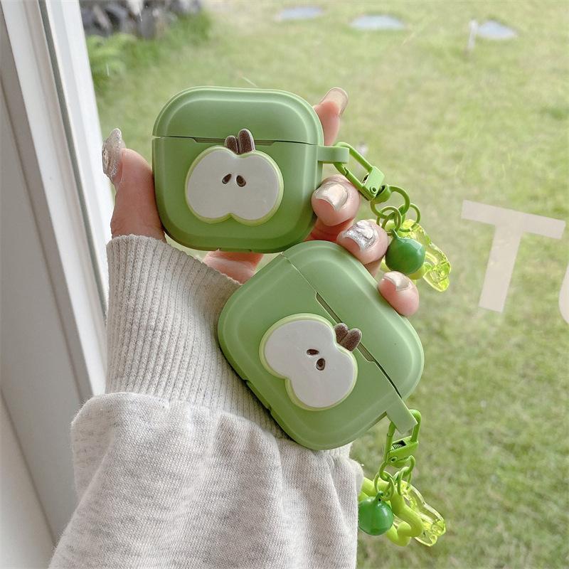 Matcha green three-dimensional apple for AirPods 1 generation protective case second generation 1 generation pro1 apple bluetooth headset case