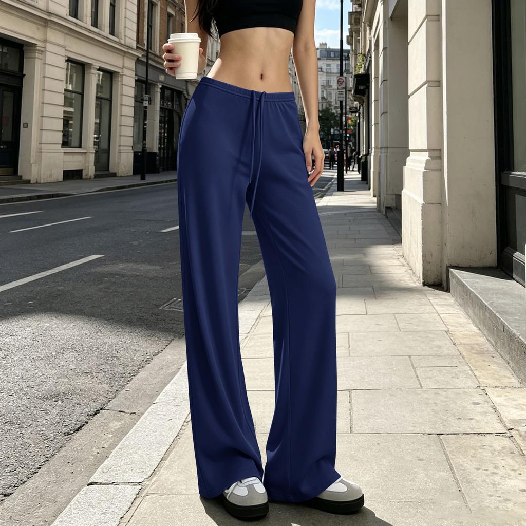 Women's Casual Loose Fit Wide Leg Pants Color Breathable Cool for Summer