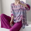 Improved Hanfu cotton and silk pajamas women's spring and summer thin printing can be worn outside loungewear loose high-end cotton silk suit