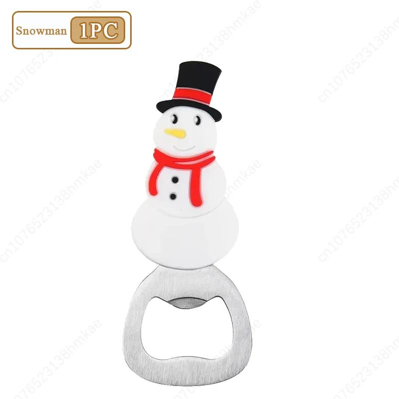1-20PC Christmas Beer Bottle Opener Santa Snowman Bottle Opener Silicone Stainless Steel Bottle Opener Party Decoration Supplies