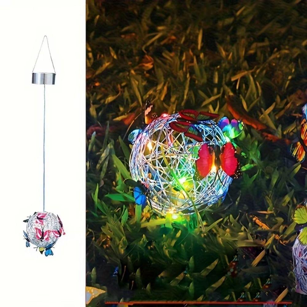 Colorful Butterfly Solar Butterfly Ball Light Solar-Powered LED Hanging Light  Festival Atmosphere