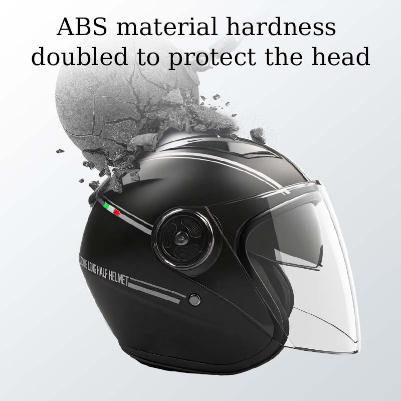 Lightweight retro 3/4 head helmet for men and women with dual lens visor for scooters, electric bikes and bicycles