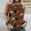 Lady Western-style printed short-sleeved T-shirt, Western style, sleeveless round-neck women's T-shirt