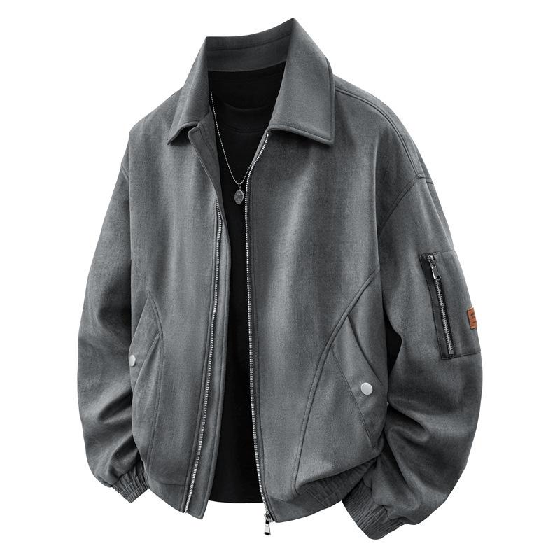 Neue Jacke in Übergröße für Herren für Frühling und Herbst, Herren Hirschleder Samt Leichter Luxus Business Plus Fetter