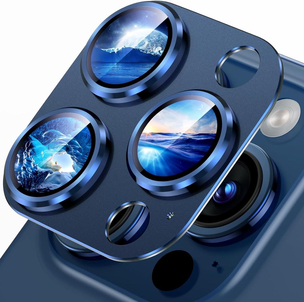 2Pcs Tempered Glass Camera Lens Protector Cover For For Iphone 1 Pro Max 14 Plus 13 Mini 1Pro 14Pro 13Pro Protection Blue Titanium