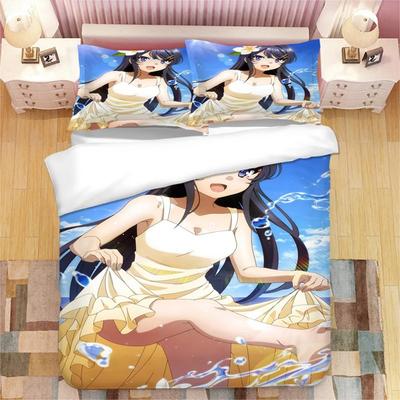 Sakurajima Mai 3D Gedrucktes Bettwäscheset Japanisches Anime Bettbezüge Kissenbezüge Bettdecke Bettwäsche Bettwäsche 02