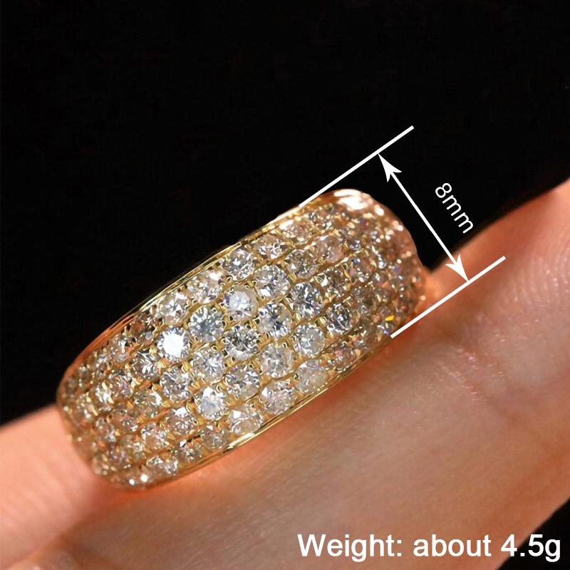 Huitan Luxury Lady Gold Color Ring Full Shiny Cubic Zirconia Elegant Wedding Accessories Trendy Female Finger Jewelry for Party