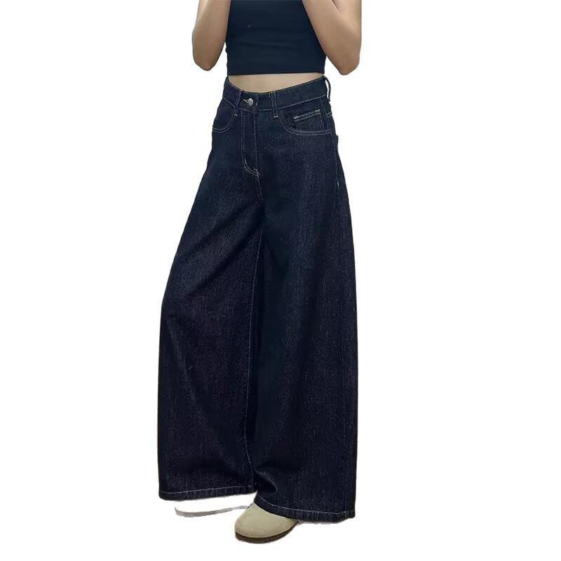Damen 2025 Frühling-Sommer Retro Weite Gerade Jeans - Große Größen, Birnenform, Bodenlang, Locker Schlankmachende Passform