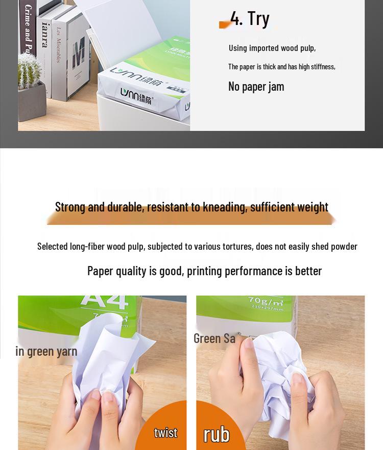 Green Shade A4 Printing Paper, 500 Sheets, 80gsm White Copy Paper for Photocopying and Drafts