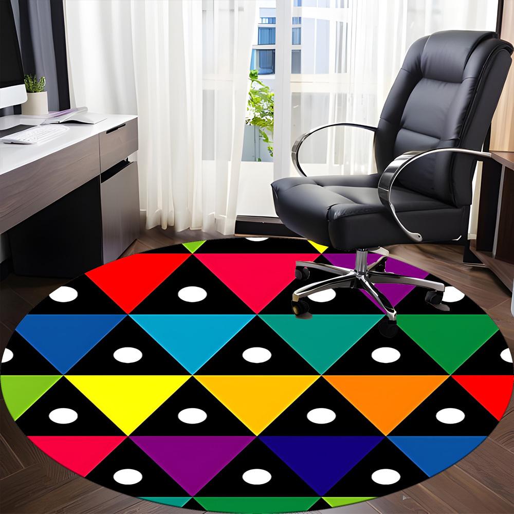 1pc Colorful Pattern Chair Carpet for Office, Non-slip, Soft and Durable Office Rug for Interior Decoration, Perfect for Office Yy260313032