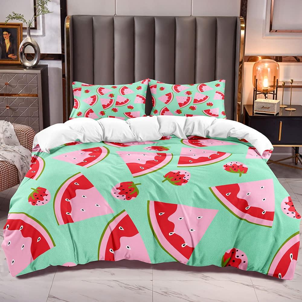 Lemon Fruit King Queen Duvet Cover Summer Cartoon Vegetable Plant Bedding Set For Kids Teens Adults Papaya Polyester Quilt Cover