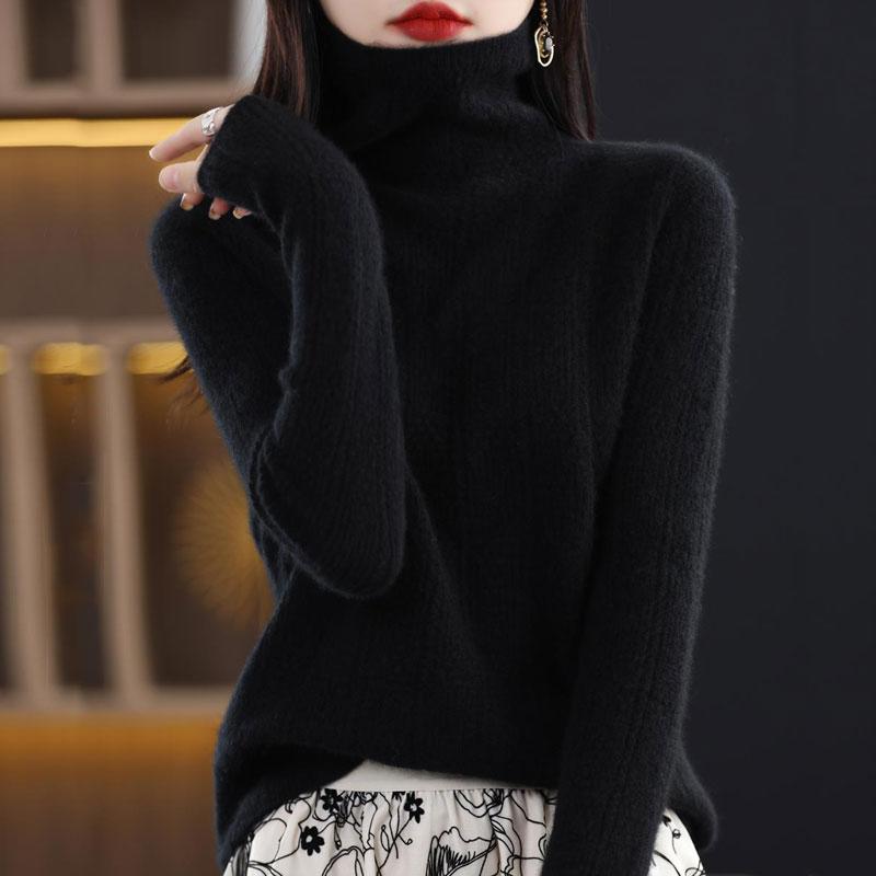 Dámský kašmírový svetr Qinghe kašmír 30% kašmír 70% vlna Dámský podzimní a zimní kašmírový svetr měkký a teplý