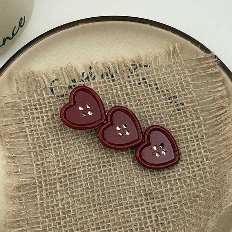 4Pcs Sweet Check Love Button Hair Clip Side Bangs Girly Cute Duckbill Clip For Girls Hair Accessories