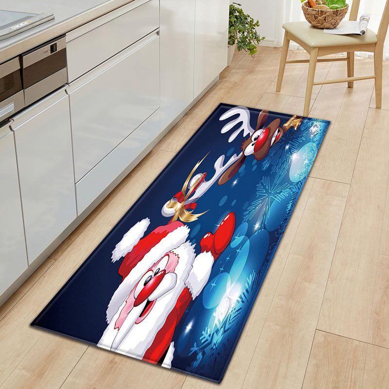 Door Floor Santa Mat Christmas Area Rug Holiday Kitchen Bedroom Mat Carpet Decor