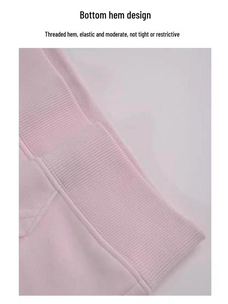 Dámská růžová mikina s kapucí a výstřihem do V: 2025 Korejský styl Jarní/Podzimní top s dlouhým rukávem