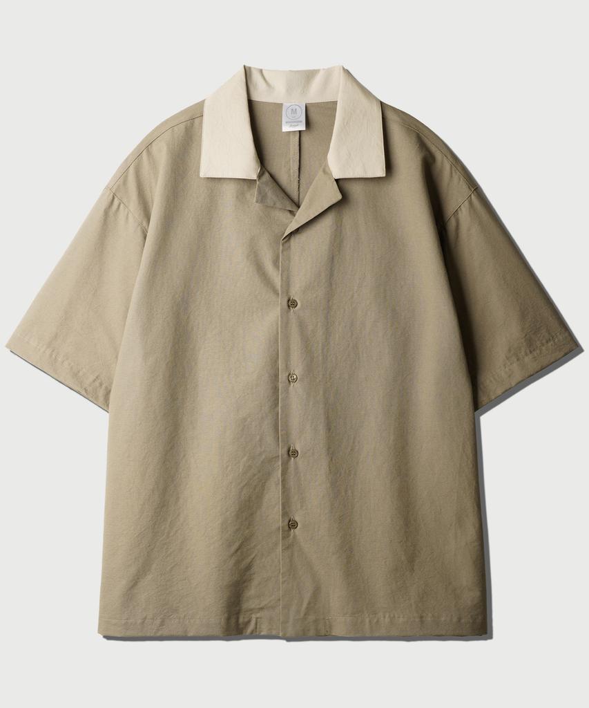 JEMUT Bliss Open Collar Half Shirt Khaki Beige Nsss2633