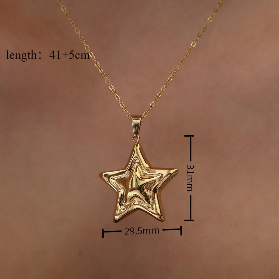 

Fashionable 18K Gold Plated Stainless Steel Necklace Jewelry Waterproof Star Ring With Necklace for Weddings золотой