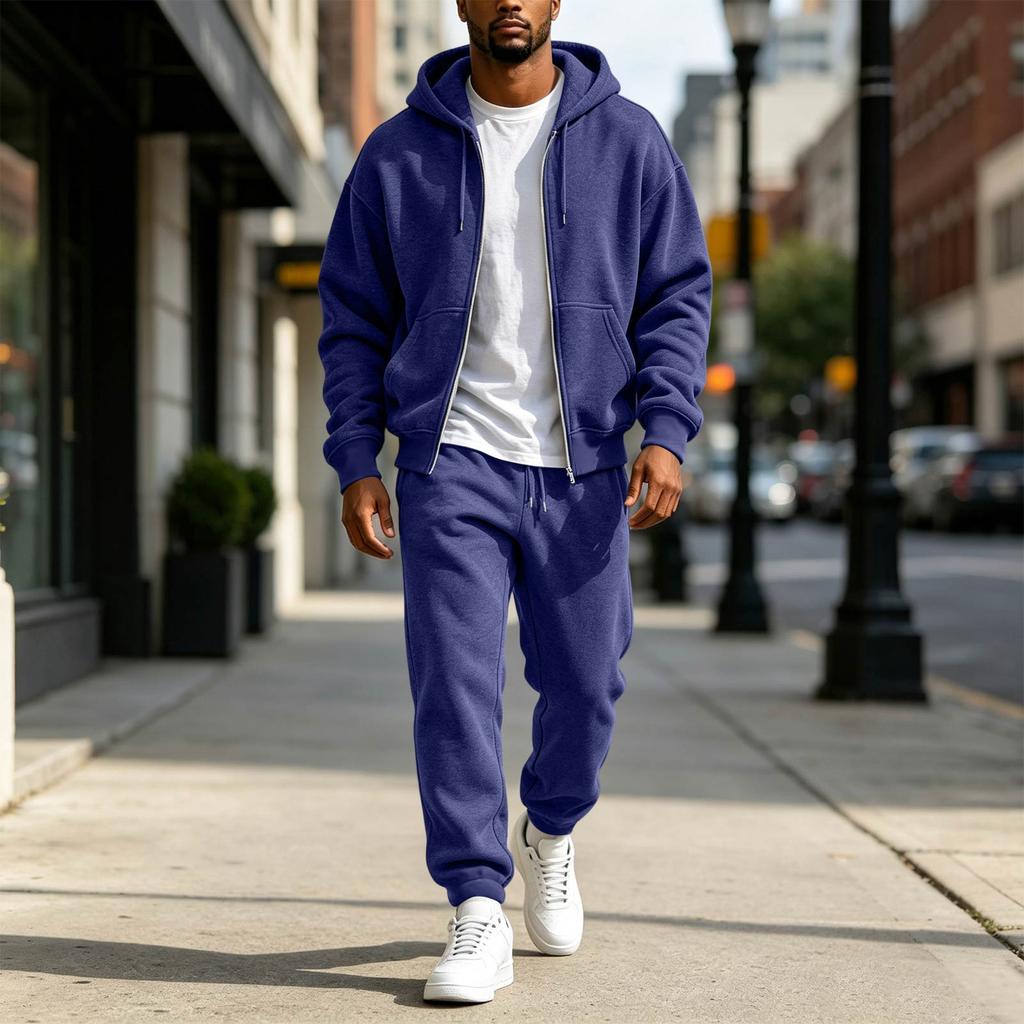 Men's Color Sweatshirt Track Suit Casual Athletic Set for Spring and Fall Outdoor Training