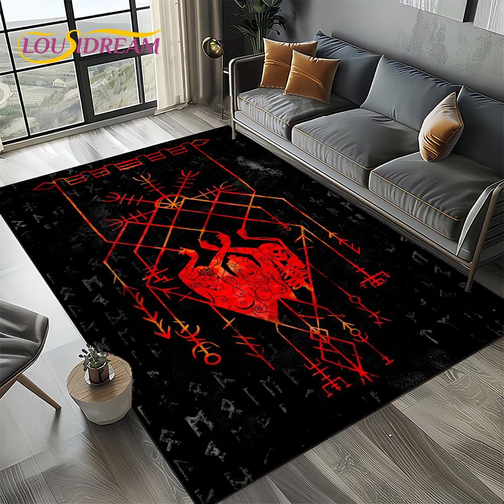 Odin Simbolo Vichingo Valknut Nordico Valhalla Tappeto Tappetino per Soggiorno Camera da Letto Casa Decorazione Divano, Tappeto da Area Tappetino Antiscivolo per Pavimento