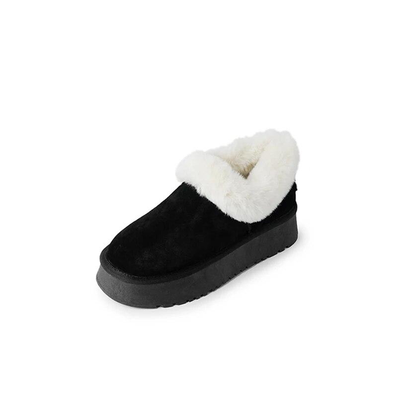 

Meotina Жіночі короткі ботильйони з натуральної шкіри, круглий носок, плоска платформа, середні підбори, вовняні зимові черевики, жіноче модне взуття, зима 40 39 чорний