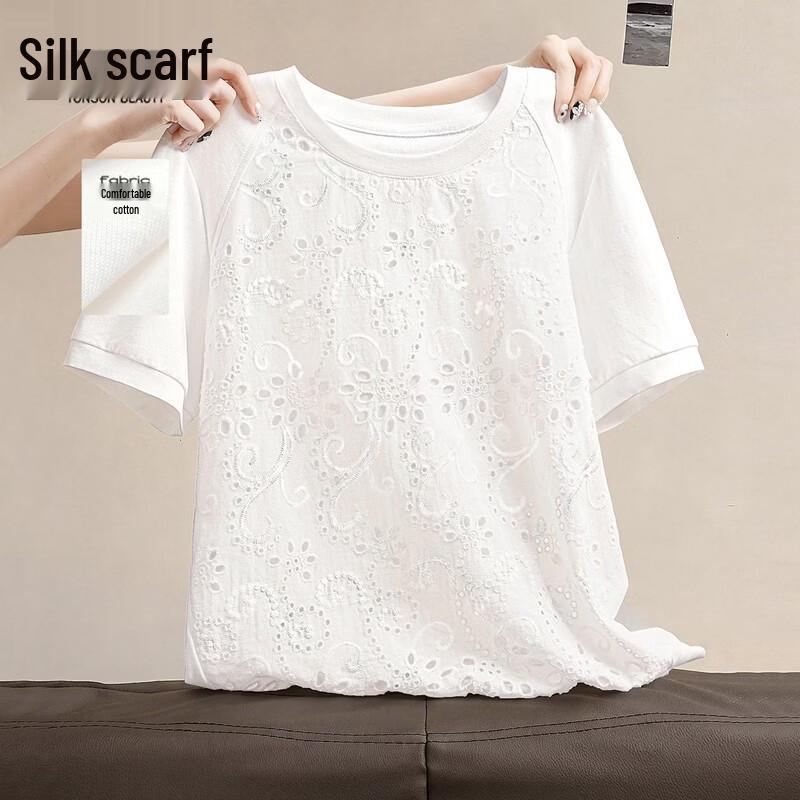 Sipaishe Women s Round Neck Embroidered T-Shirt M