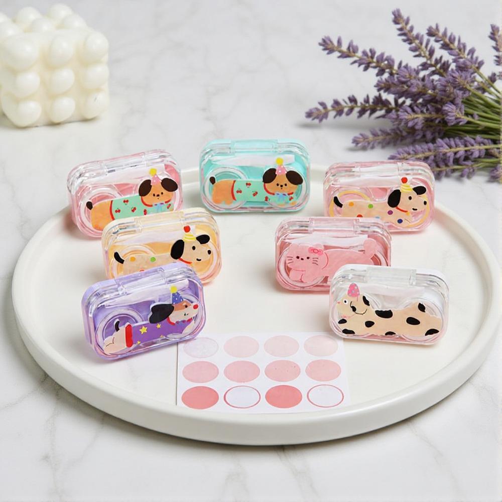 Cartoon Animal Contact Lens Case For Women Girls Portable Travel Eye Contact Lenses Box Storage Container With Mirror Tweezers