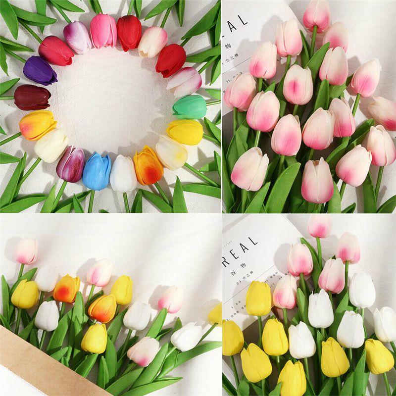 Exquisite No Color Fading Artificial Tulip Flowers For Cafe And Bookstore Decorations